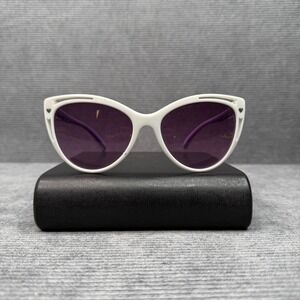 Perverse Knob Hill White Cat Eye Sunglasses Purple Striped Arm KNOB HILL-03-SNOB